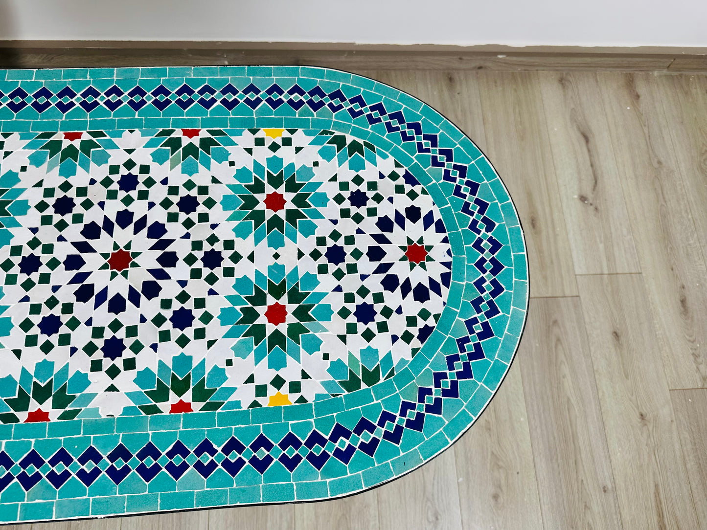 Handmade Moroccan Zellige Mosaic Table – Turquoise & Vibrant Elegance
