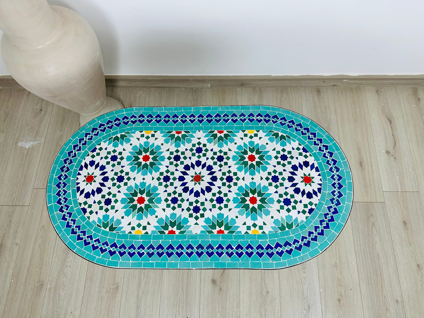 Handmade Moroccan Zellige Mosaic Table – Turquoise & Vibrant Elegance
