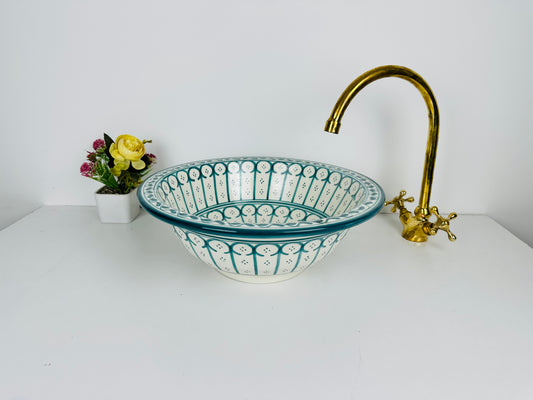 Oceanic Hues: Handcrafted Ceramic Sink in Ocean-Inspired Color