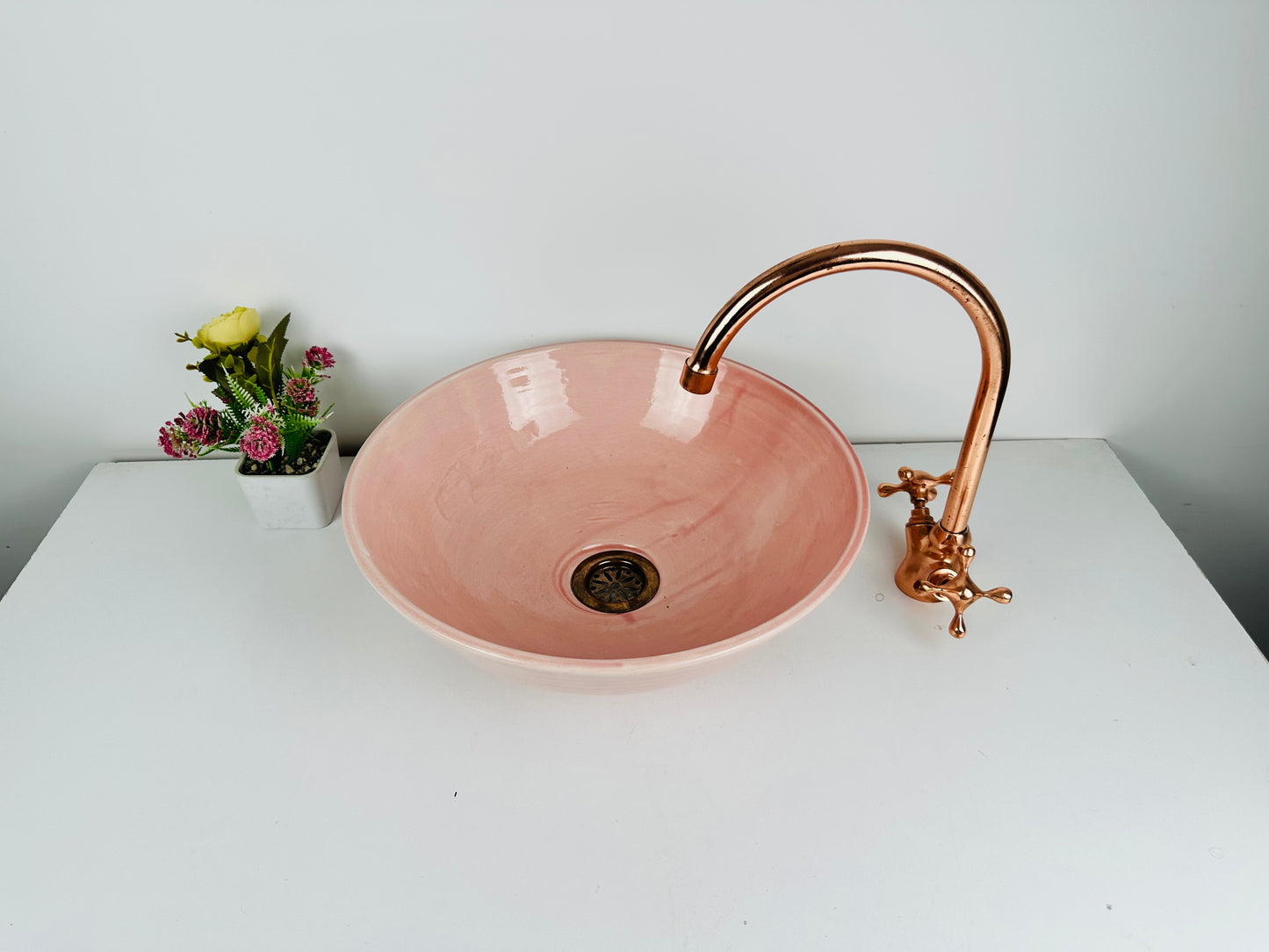 Peach Perfection: Handcrafted Ceramic Sink in Peach Color