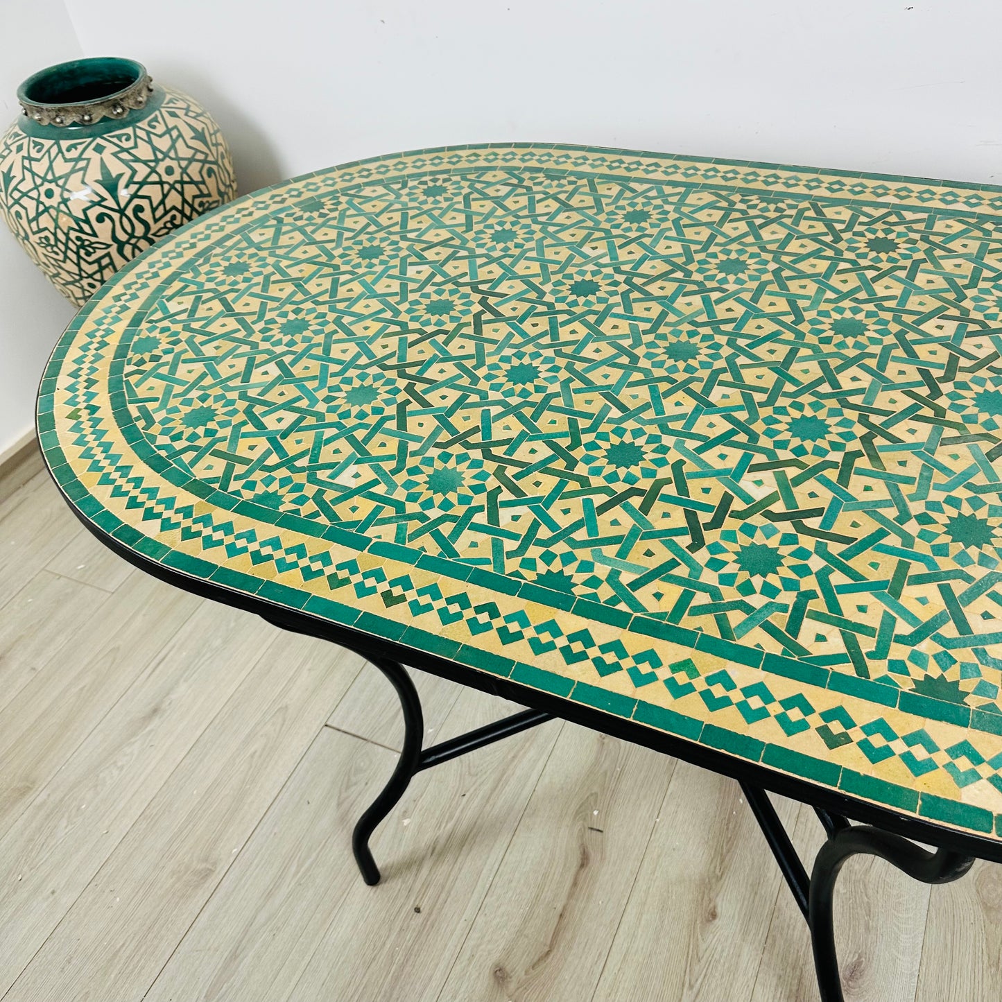 Handmade Moroccan Zellige Mosaic Table – Elegant Geometric Design