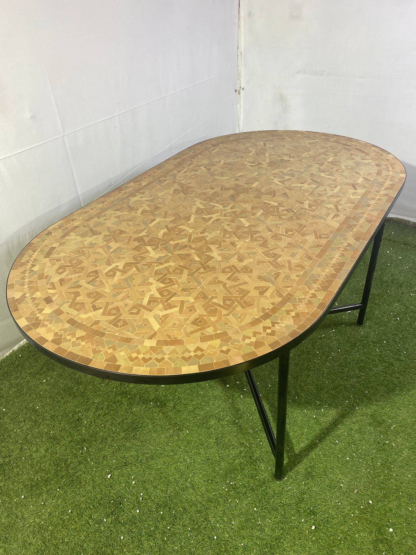 Raw Clay Handmade Zellige Mosaic Table – Earthy Brown Tones & Geometric Elegance