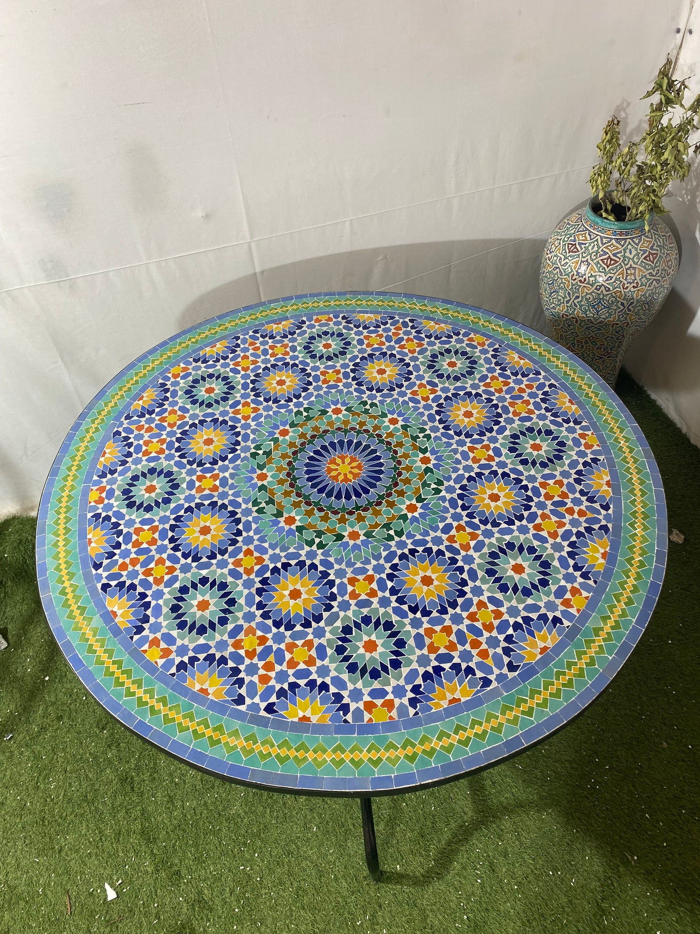 Moroccan Zellige Mosaic Table – Handcrafted Art for Home & Garden