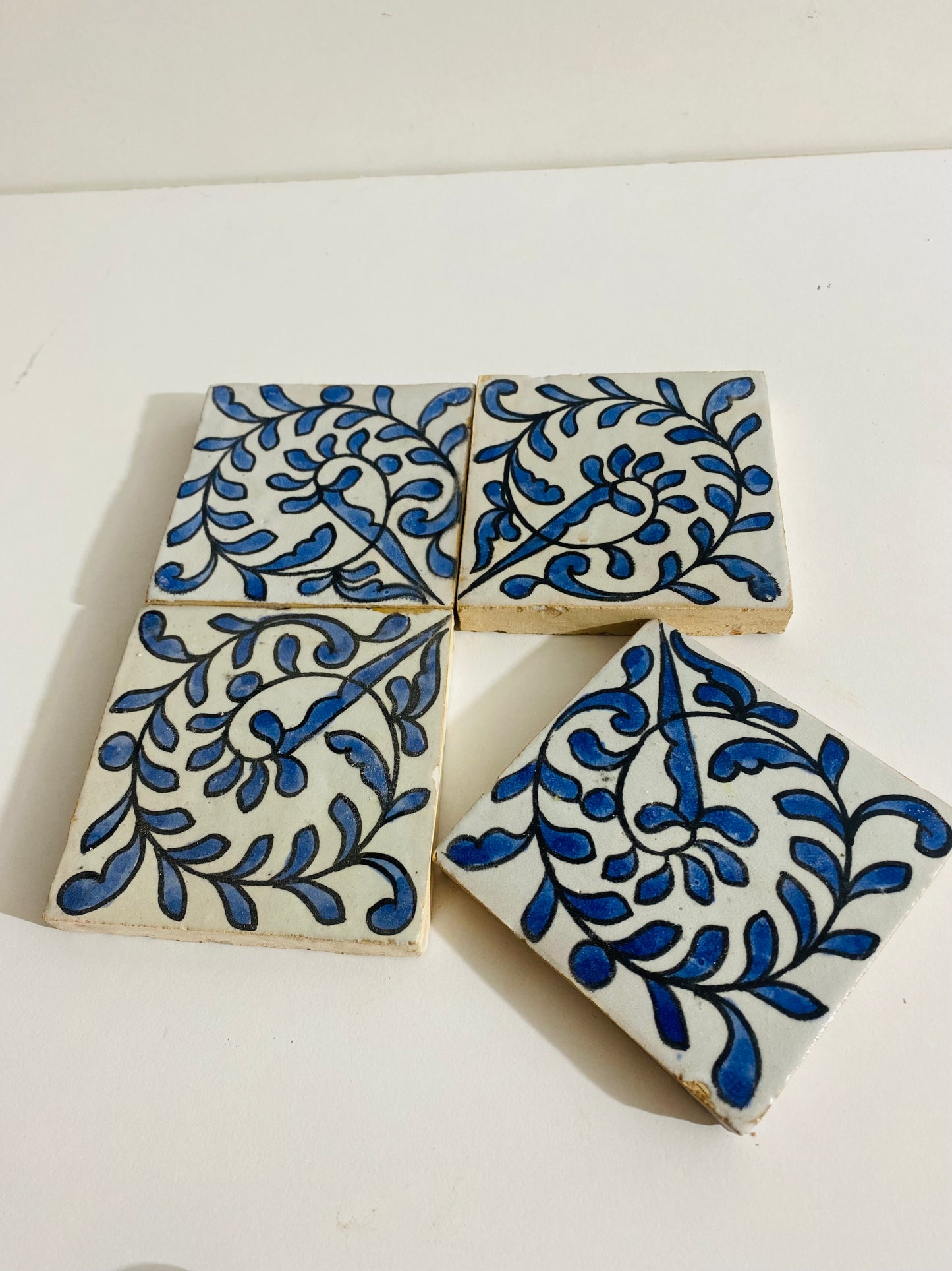 Hand-Painted Moroccan Blue Vine Tile