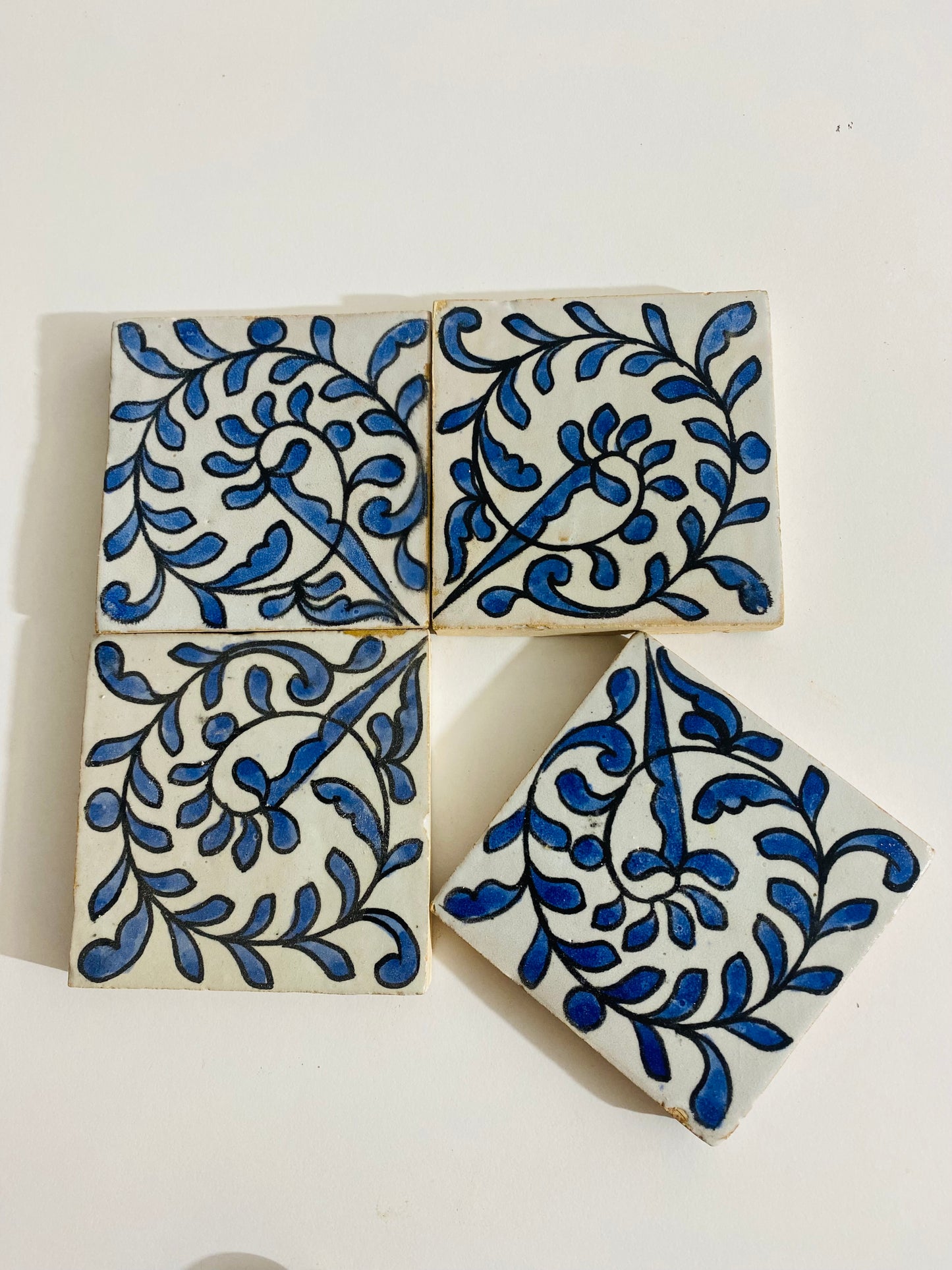 Hand-Painted Moroccan Blue Vine Tile