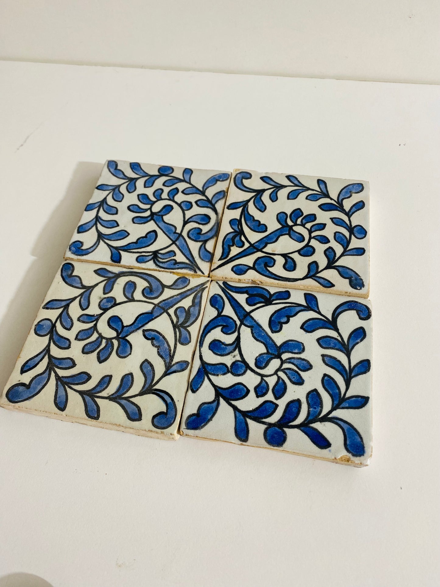 Hand-Painted Moroccan Blue Vine Tile