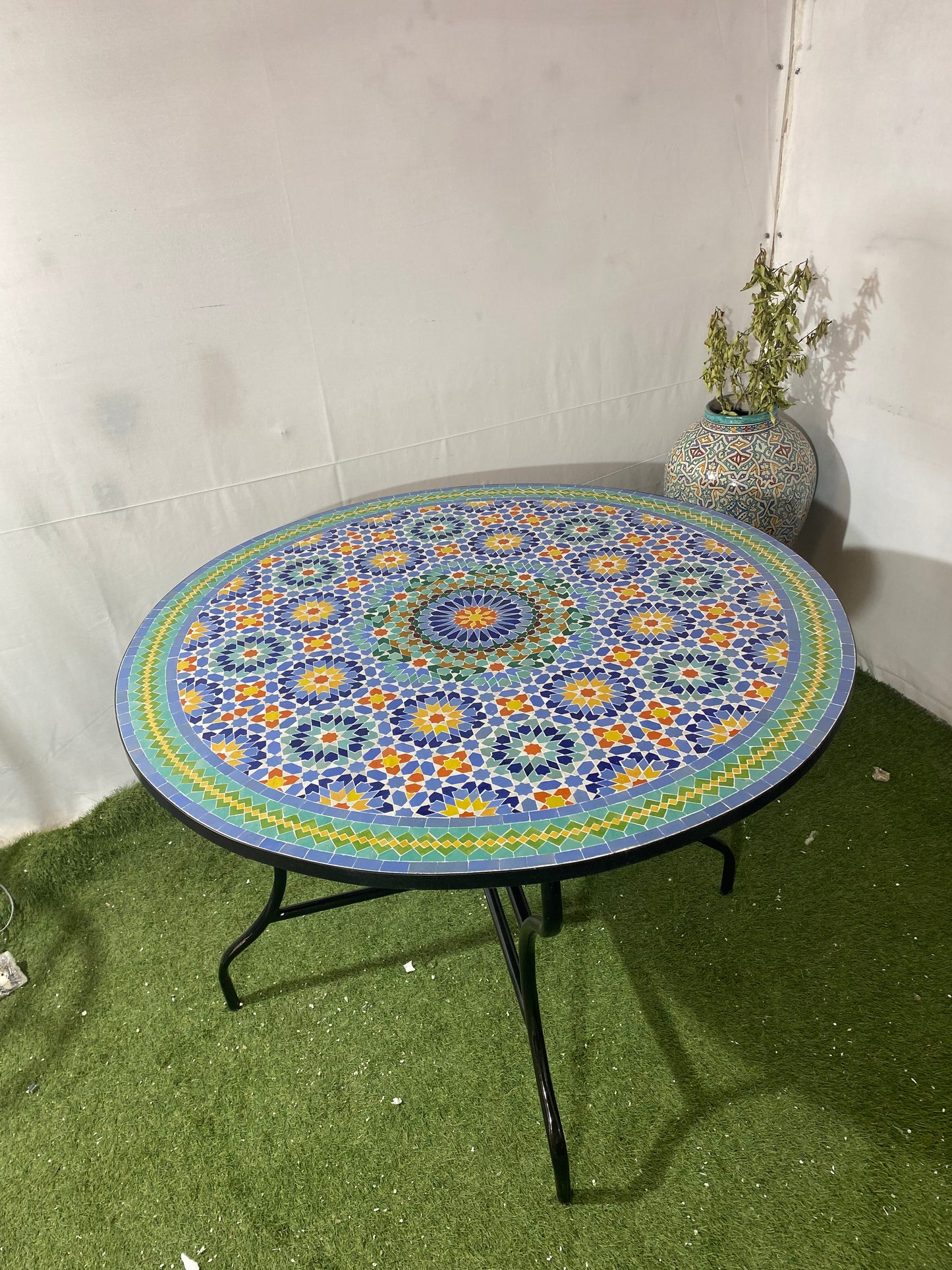 Moroccan Zellige Mosaic Table – Handcrafted Art for Home & Garden