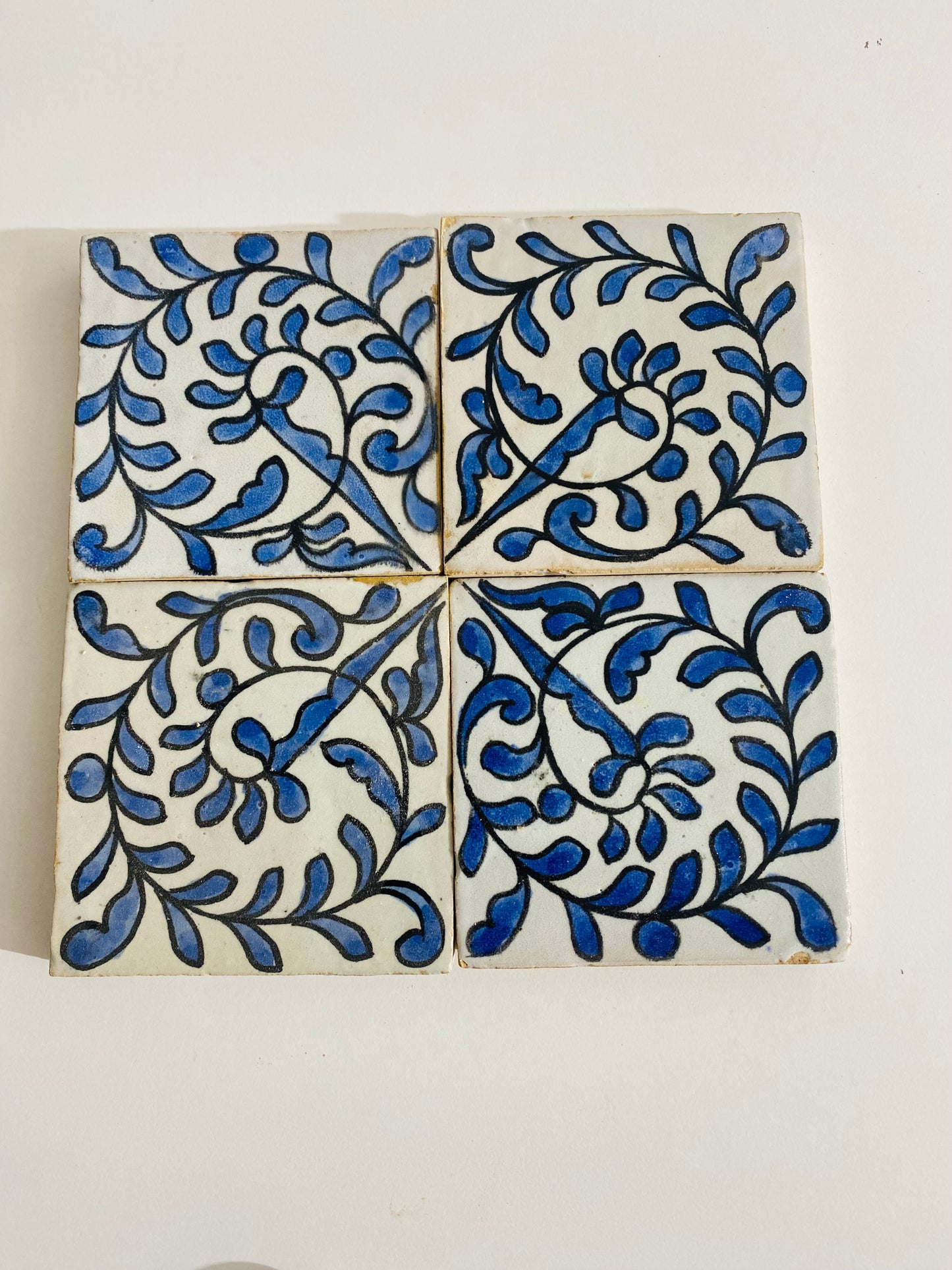 Hand-Painted Moroccan Blue Vine Tile