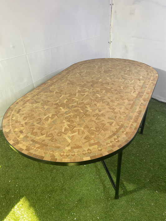 Raw Clay Handmade Zellige Mosaic Table – Earthy Brown Tones & Geometric Elegance