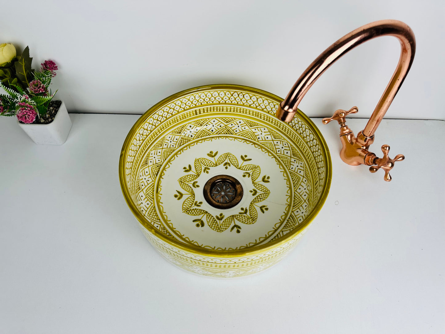 Olive Enchantment: Handcrafted Ceramic Sink in Olive Green Hue