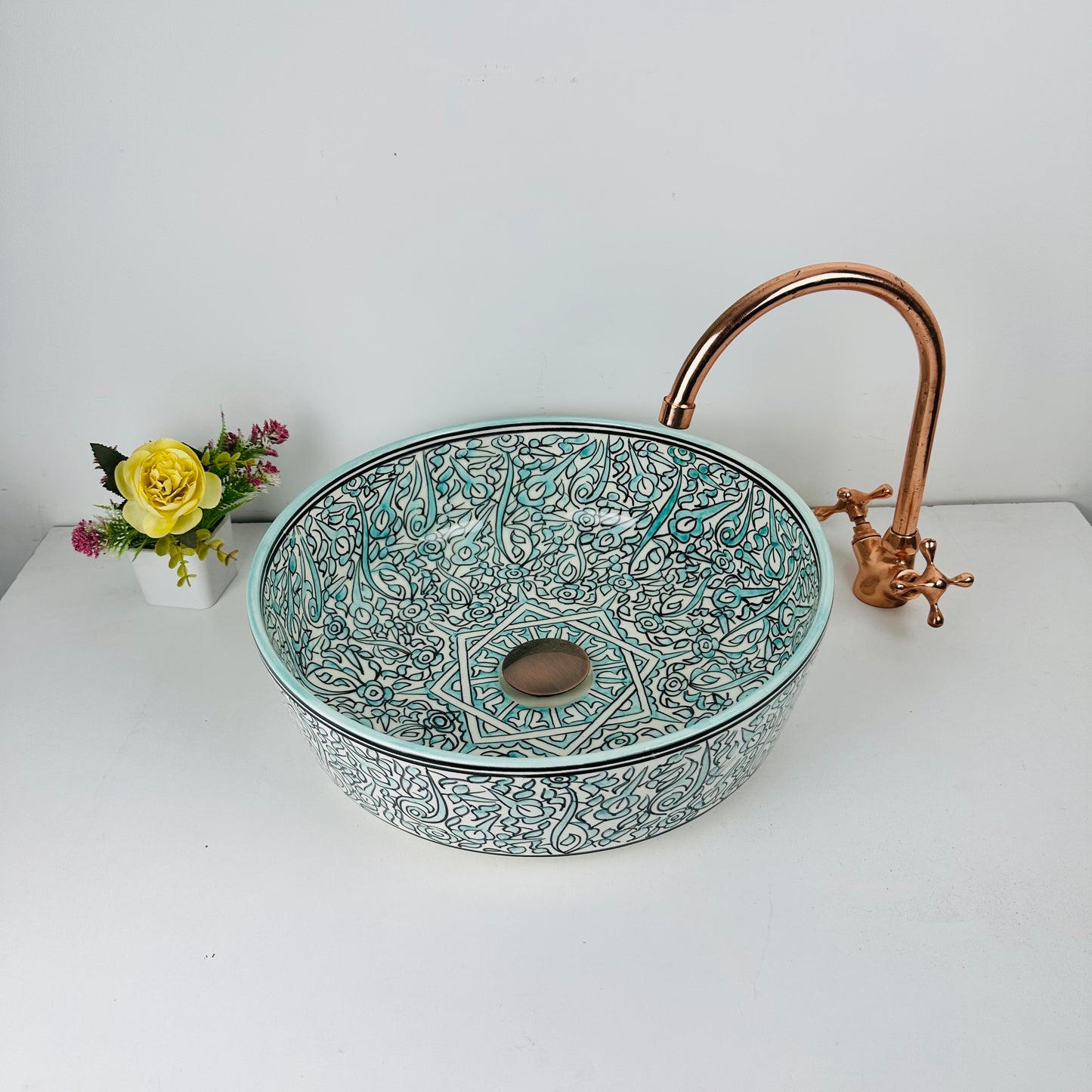 Sapphire Serenity: Handcrafted Ceramic Sink in Sapphire Blue Hue