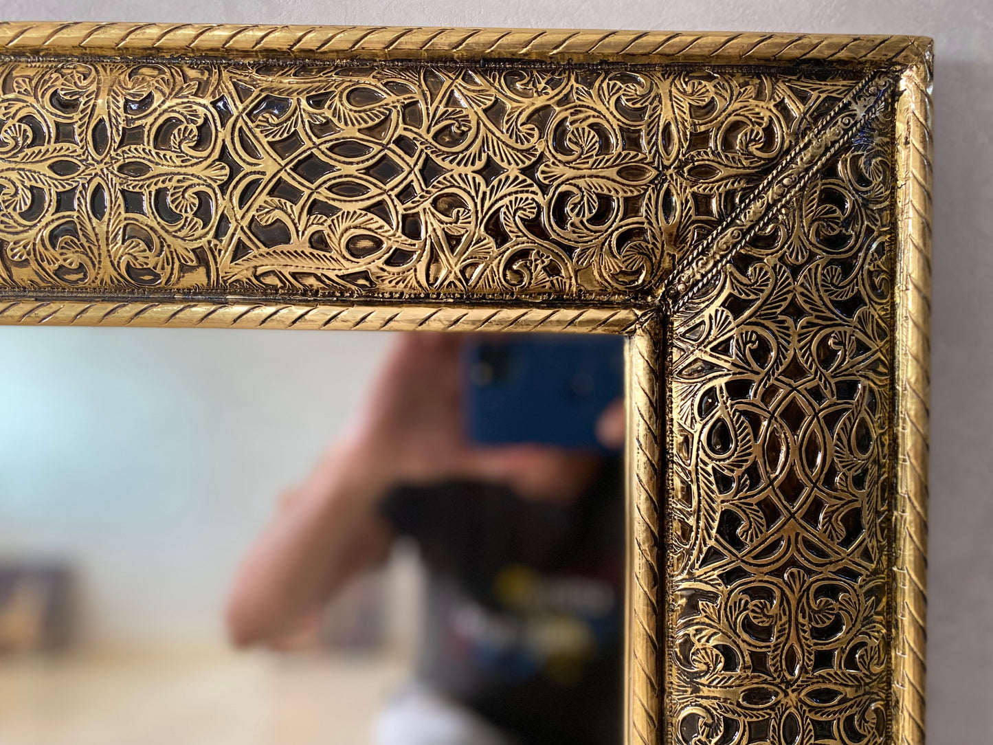 Moroccan Mirror - wall mirror - large mirror Gold color - handmade mirror - engraved Brass - free worldwide shipping