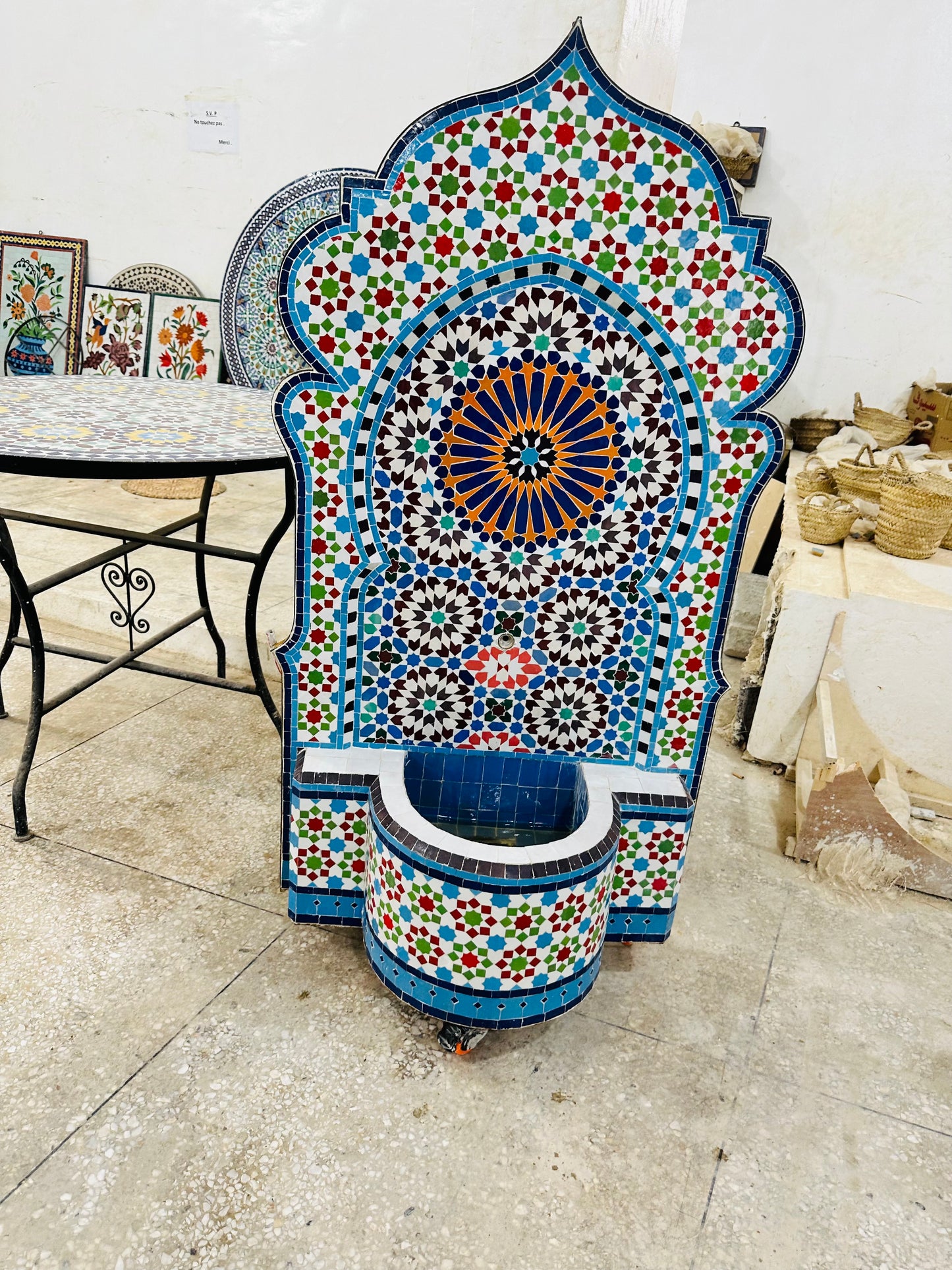 Moroccan Zellige Fountain – A Masterpiece of Handcrafted Elegance