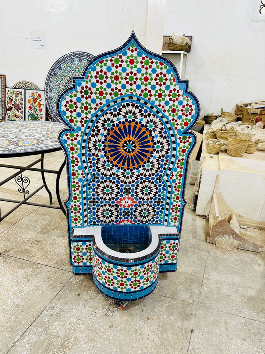 Moroccan Zellige Fountain – A Masterpiece of Handcrafted Elegance
