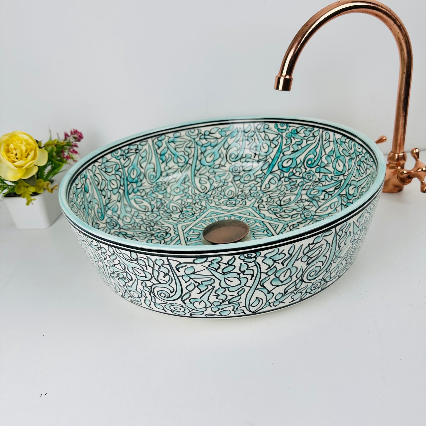 Sapphire Serenity: Handcrafted Ceramic Sink in Sapphire Blue Hue