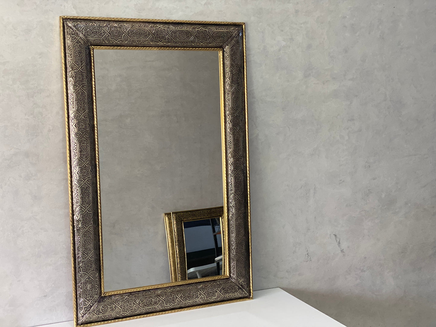 Moroccan Mirror - wall mirror - large mirror silver and Gold color - handmade mirror - engraved Brass - free worldwide shipping