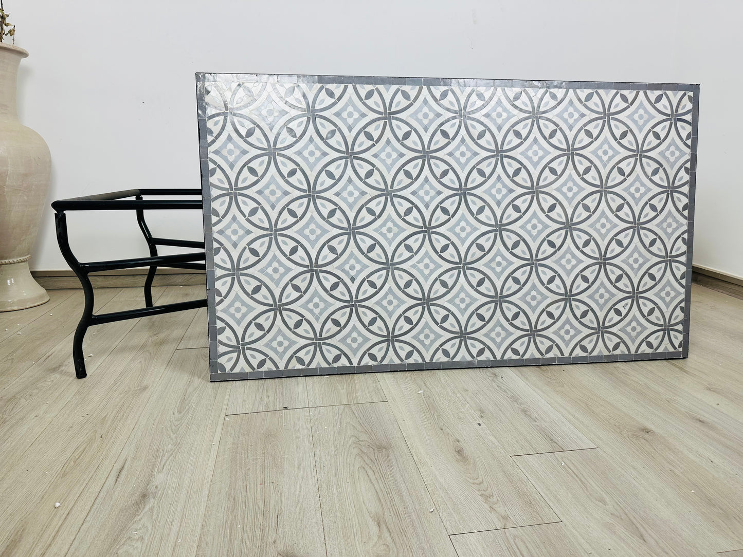 Handmade Moroccan Zellige Mosaic Table – Contemporary Monochrome Design