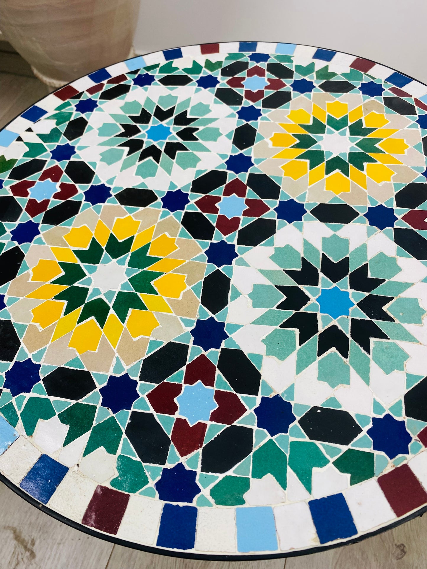 Handmade Moroccan Zellige Mosaic Side Table – Colorful Moorish Charm