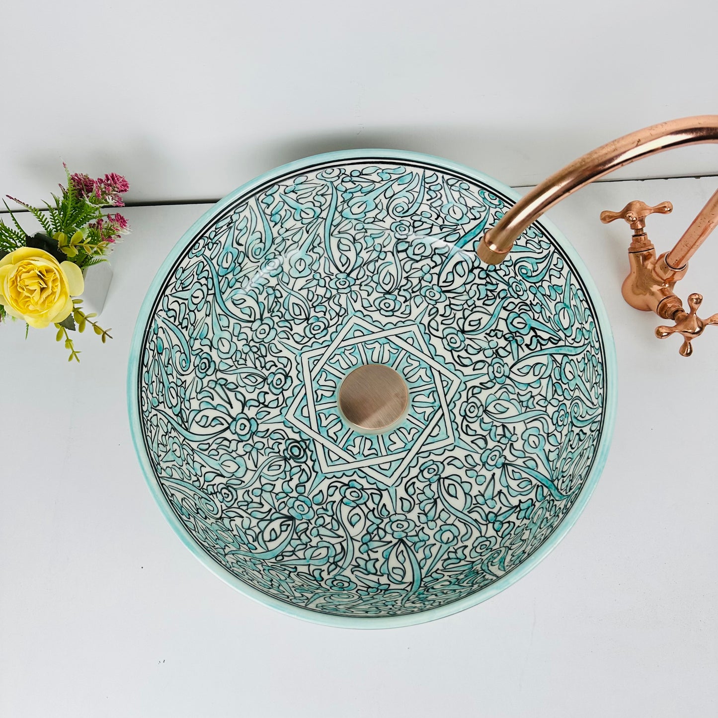 Sapphire Serenity: Handcrafted Ceramic Sink in Sapphire Blue Hue