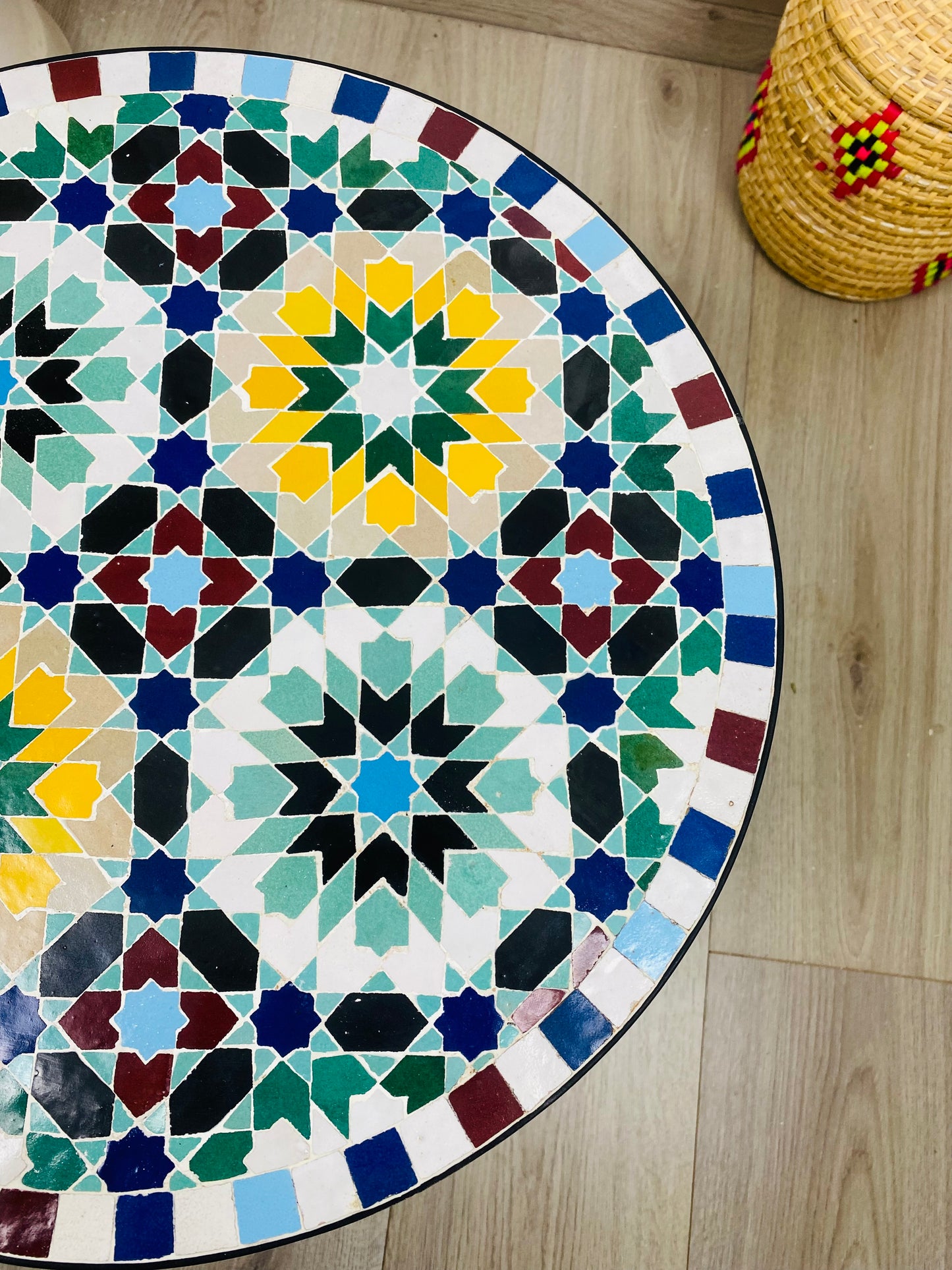 Handmade Moroccan Zellige Mosaic Side Table – Colorful Moorish Charm