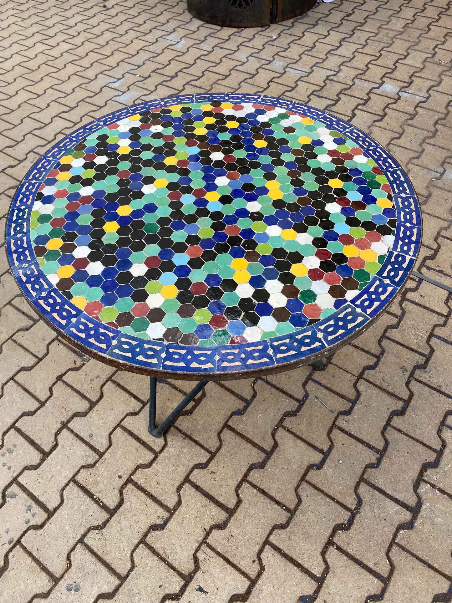 Moroccan Hexagonal Zellige Mosaic Table – Handcrafted & Unique