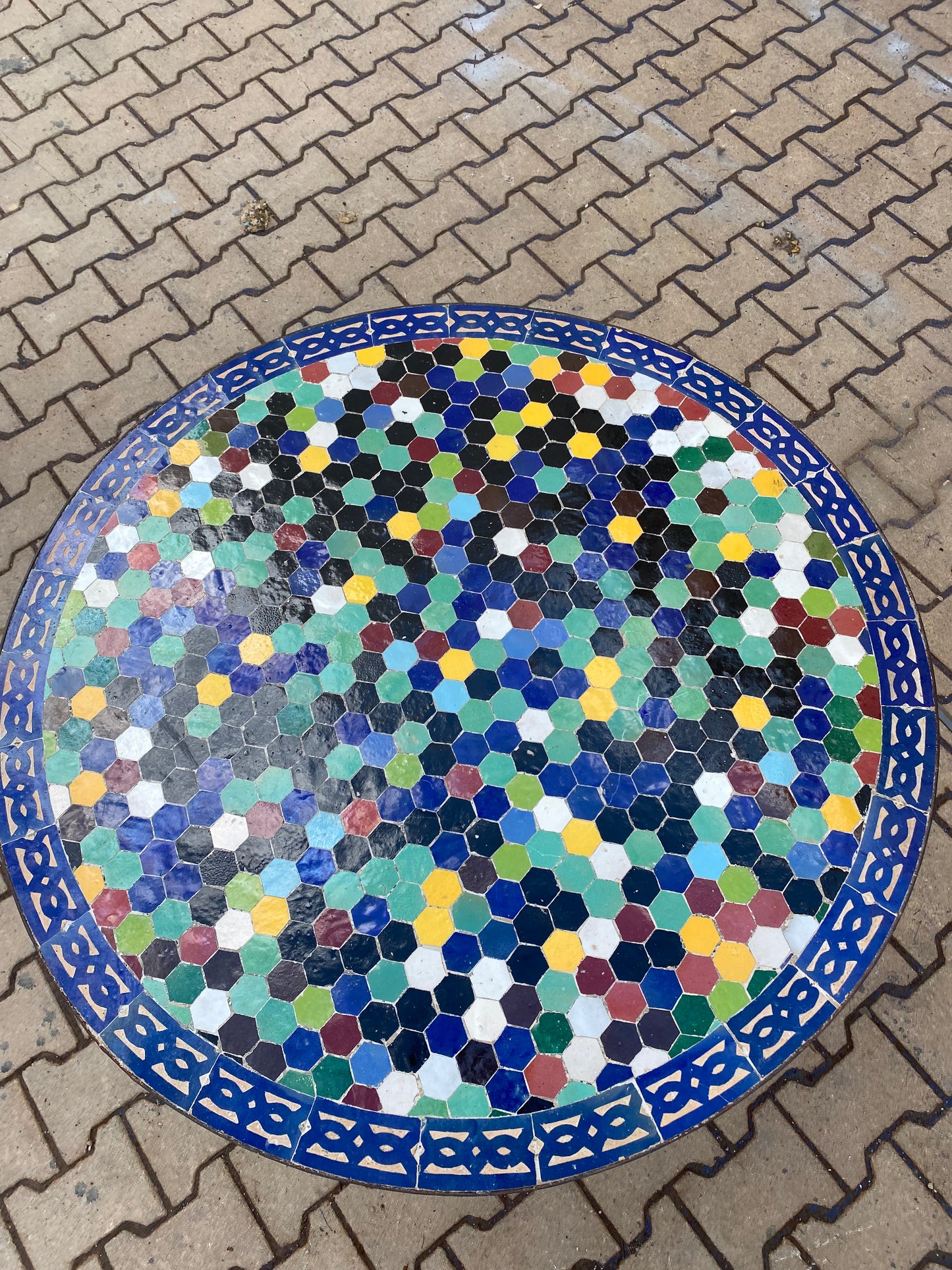 Moroccan Hexagonal Zellige Mosaic Table – Handcrafted & Unique