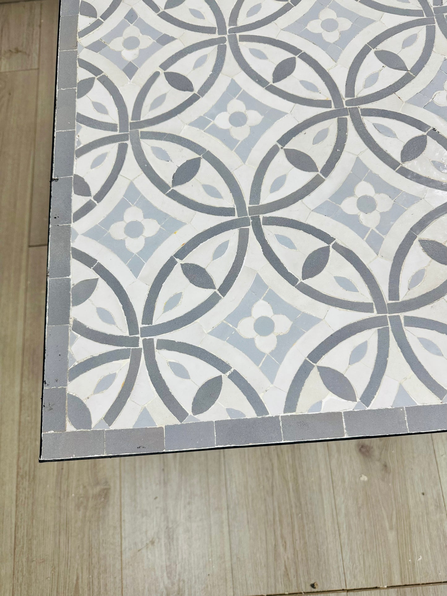 Handmade Moroccan Zellige Mosaic Table – Contemporary Monochrome Design