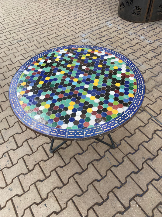 Moroccan Hexagonal Zellige Mosaic Table – Handcrafted & Unique