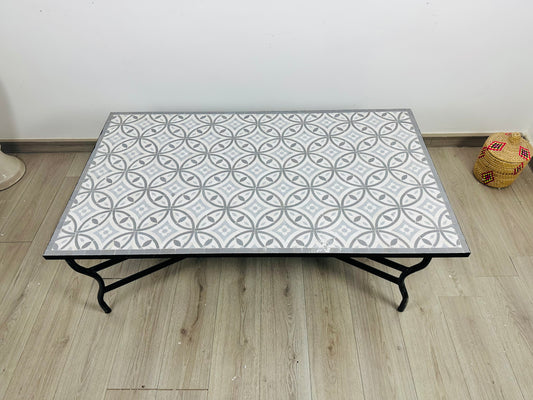 Handmade Moroccan Zellige Mosaic Table – Contemporary Monochrome Design