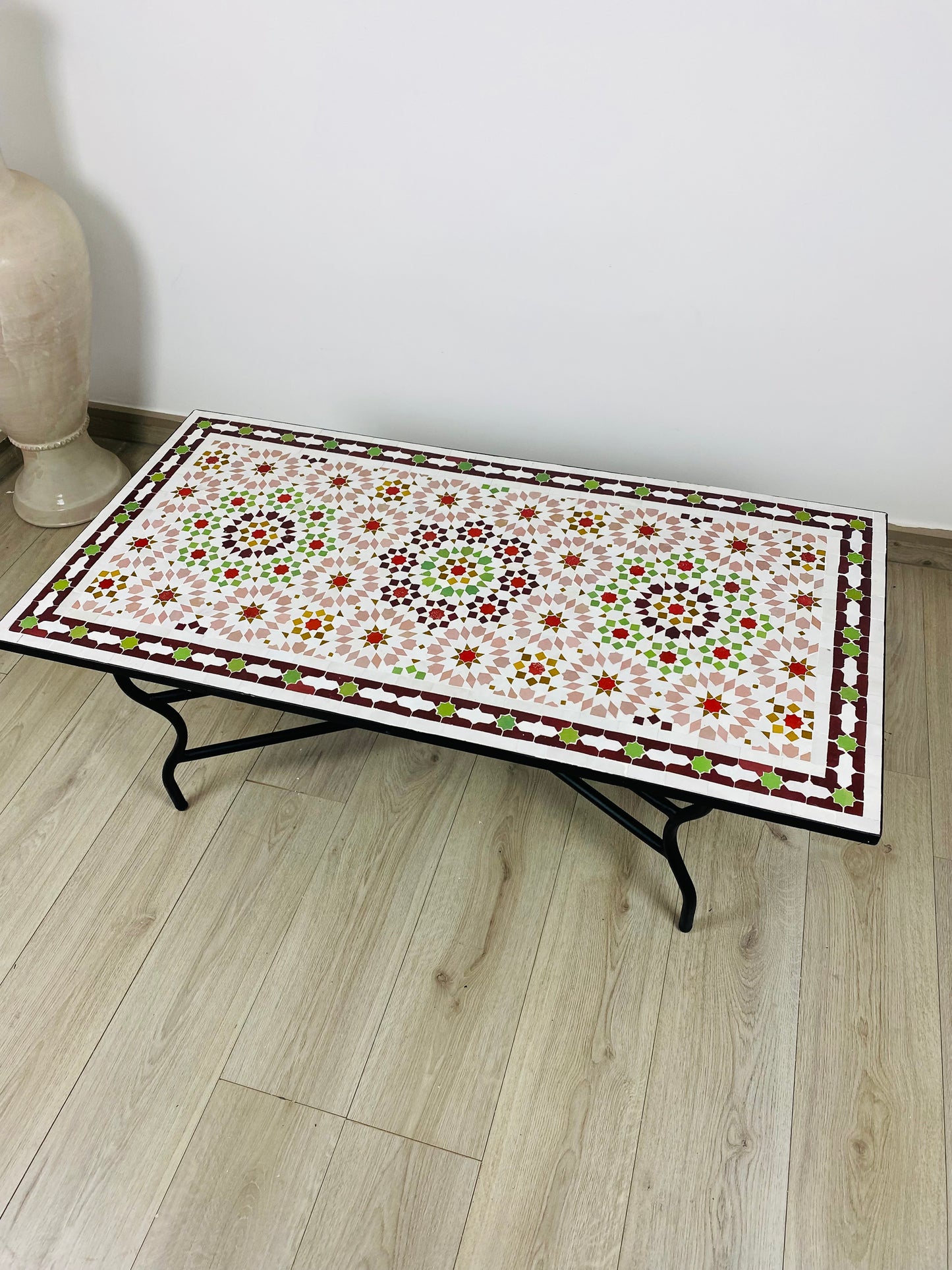 Handmade Moroccan Zellige Mosaic Table – Warm & Earthy Elegance