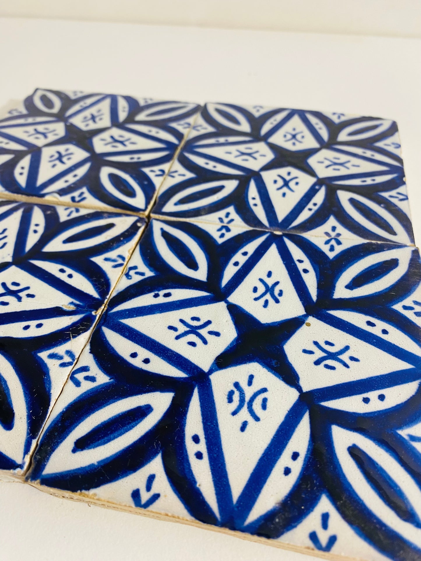 Hand-Painted Moroccan Blue & White Tile Set