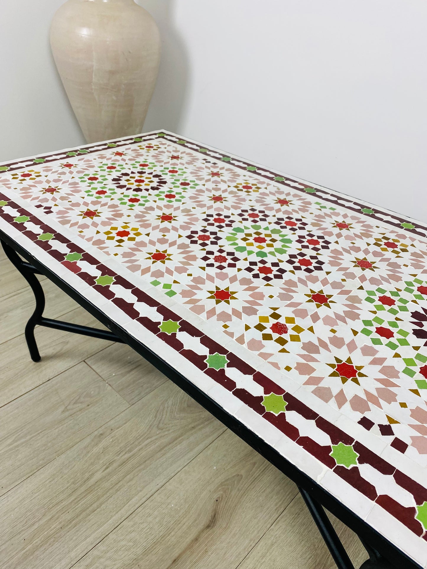 Handmade Moroccan Zellige Mosaic Table – Warm & Earthy Elegance