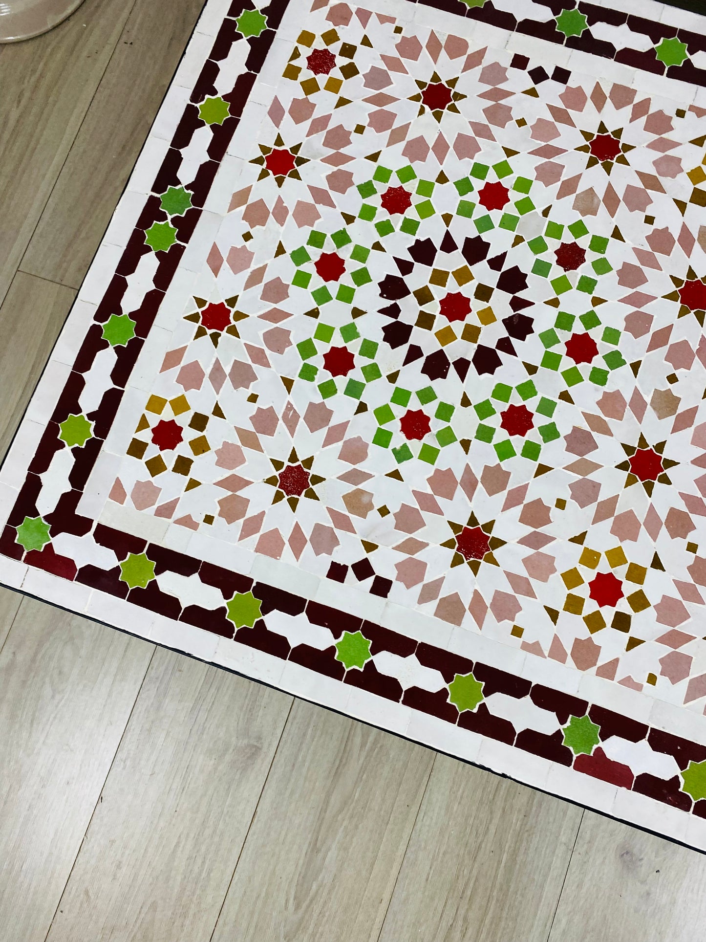 Handmade Moroccan Zellige Mosaic Table – Warm & Earthy Elegance