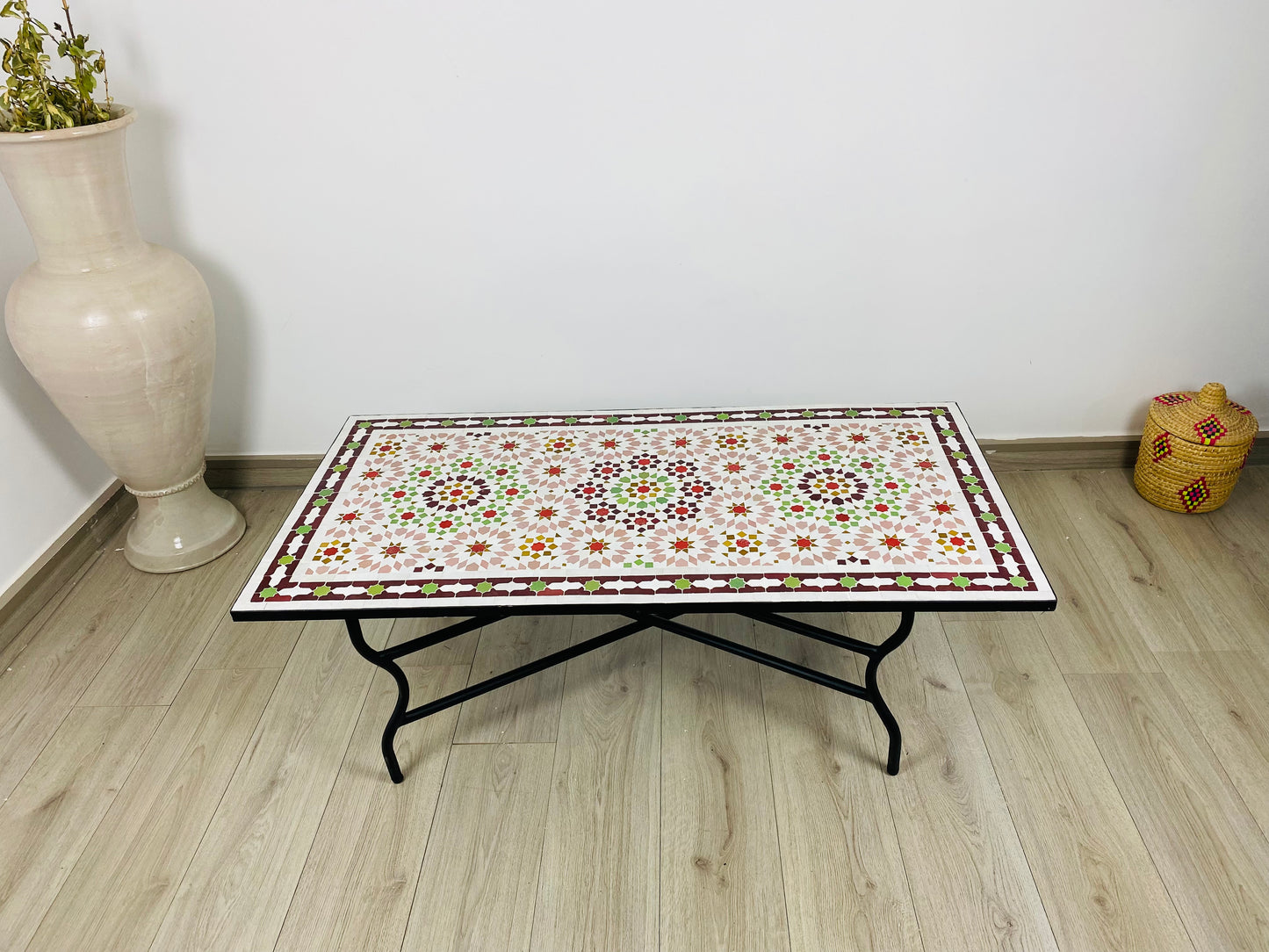 Handmade Moroccan Zellige Mosaic Table – Warm & Earthy Elegance