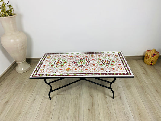 Handmade Moroccan Zellige Mosaic Table – Warm & Earthy Elegance