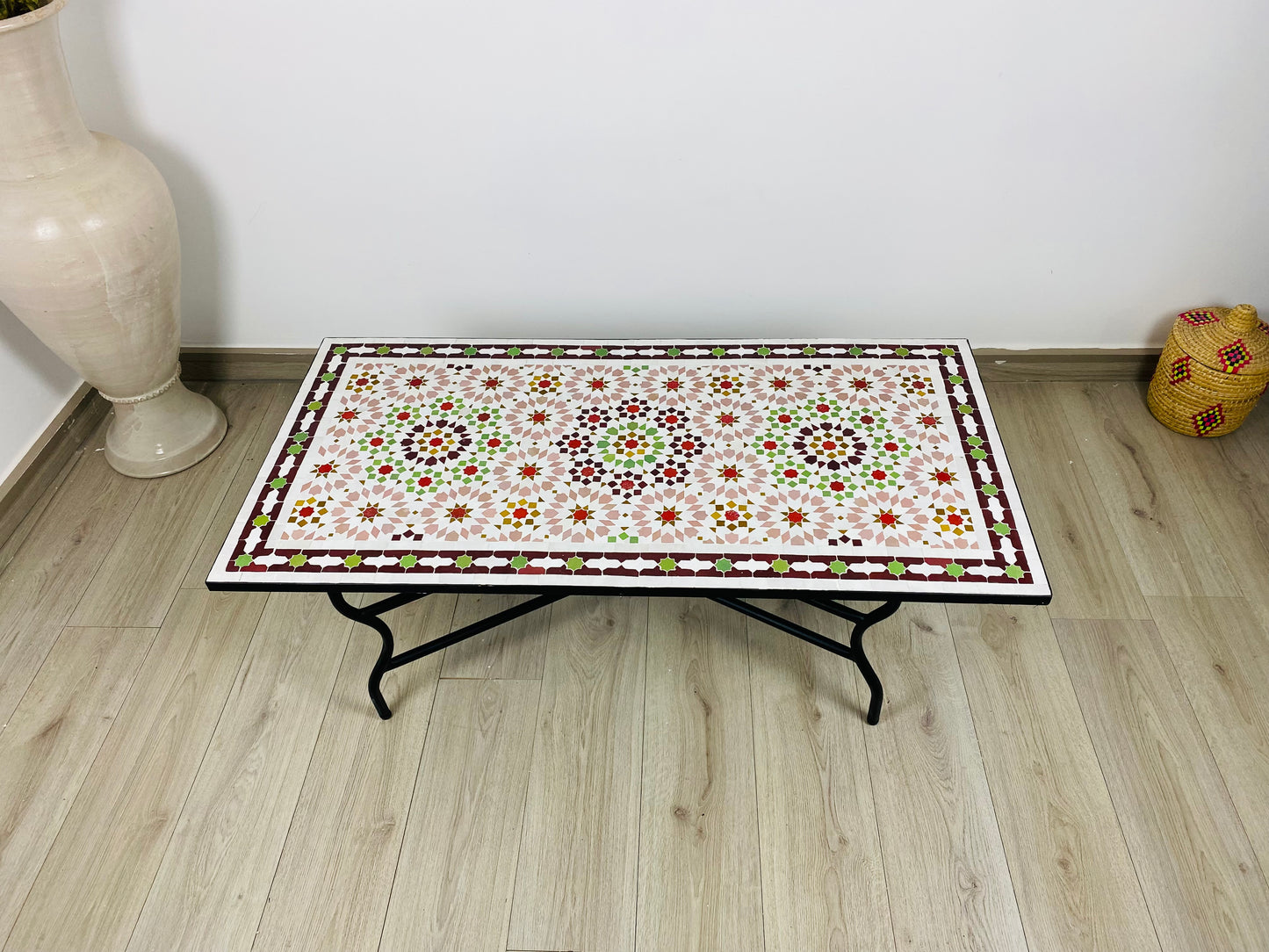 Handmade Moroccan Zellige Mosaic Table – Warm & Earthy Elegance
