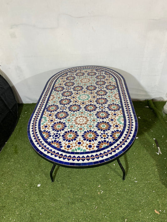 Handmade Moroccan Zellige Mosaic Table – Traditional Multicolor Elegance