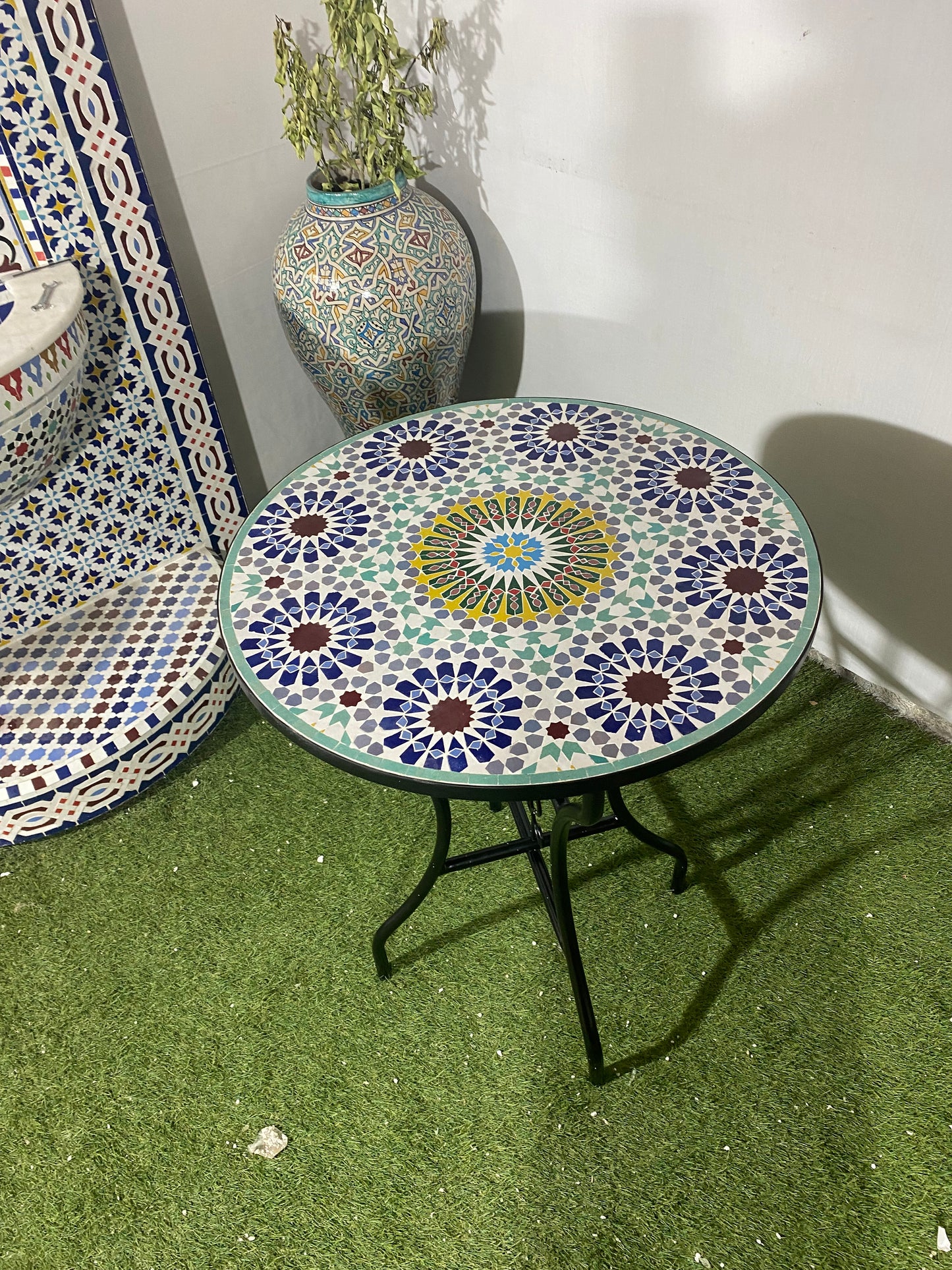 Traditional Moroccan Zellige Mosaic Table