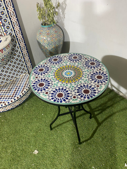 Traditional Moroccan Zellige Mosaic Table