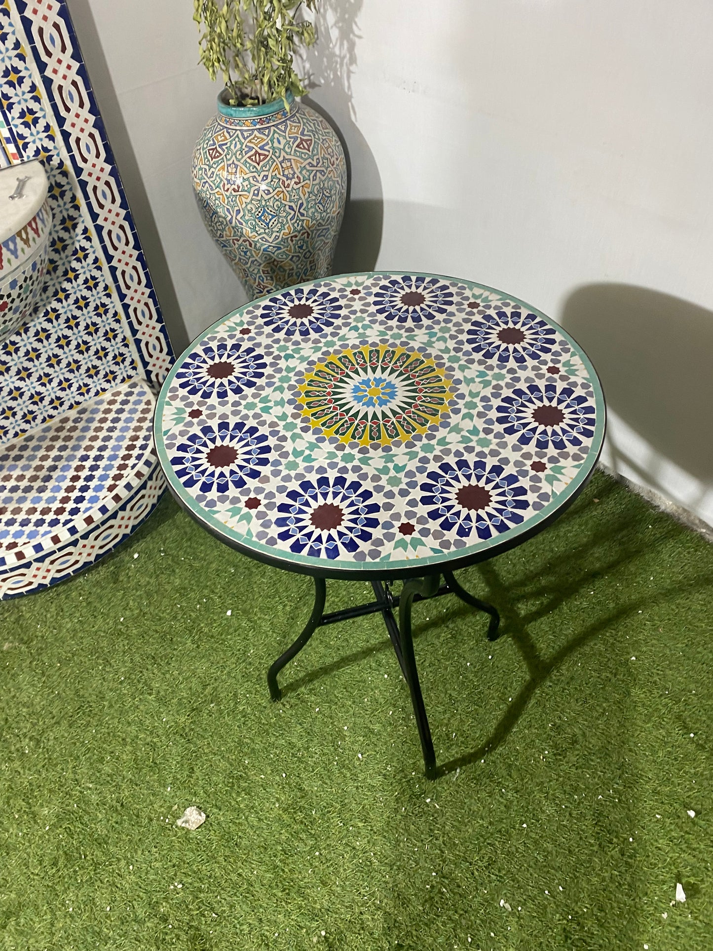 Traditional Moroccan Zellige Mosaic Table