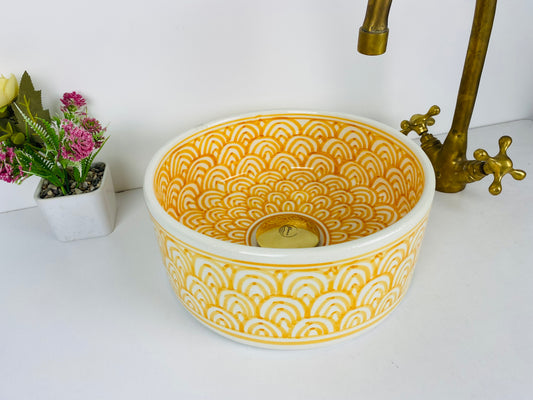 Golden Sunrise Scalloped Vessel Basin