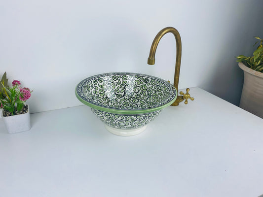 Emerald Vine Artisan Wash Basin
