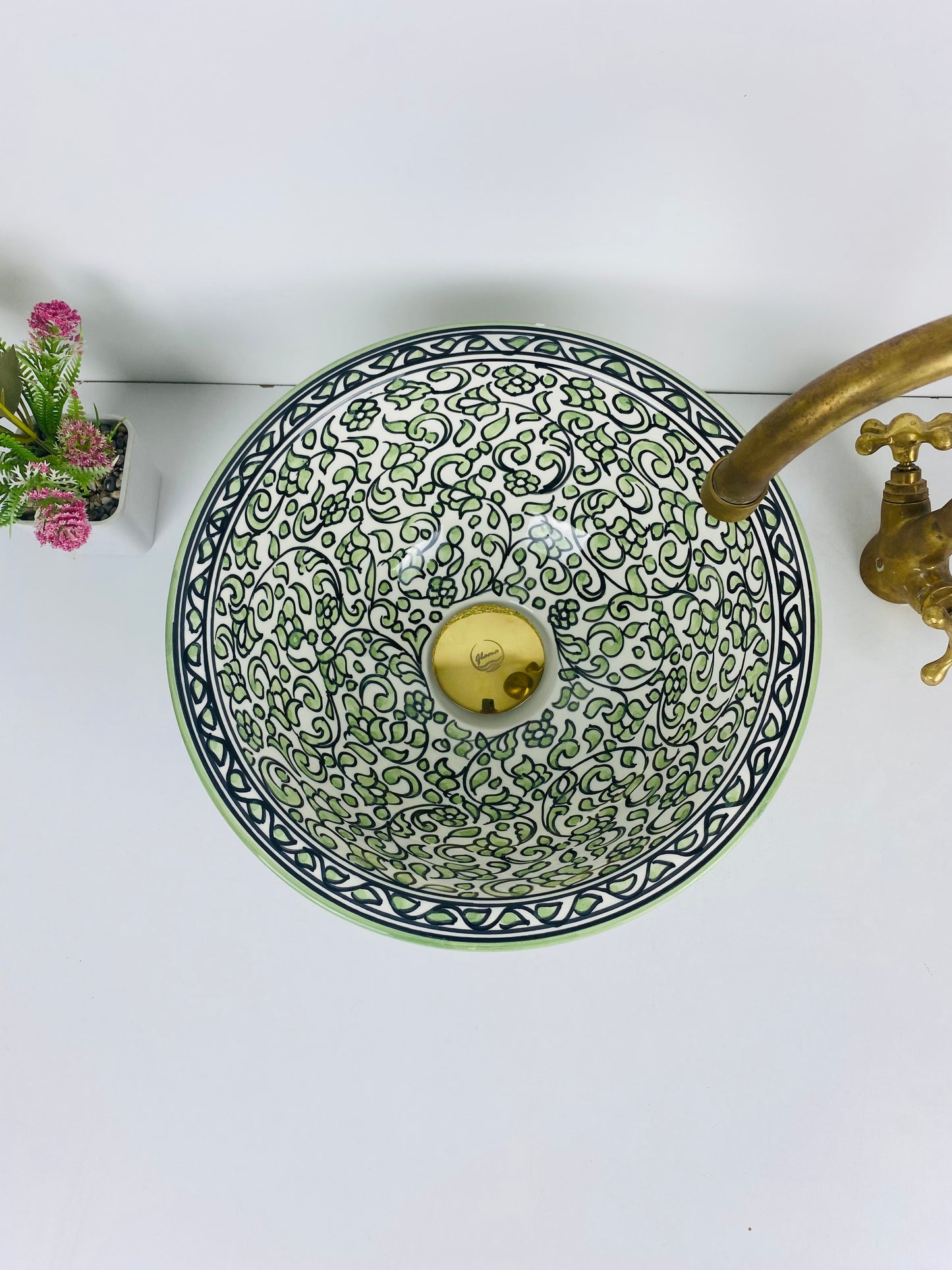 Emerald Vine Artisan Wash Basin