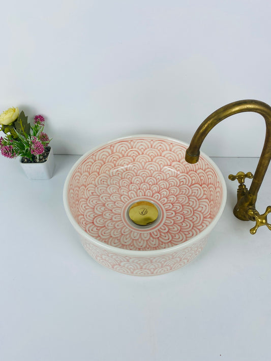 Blush Waves Handmade Ceramic Sink