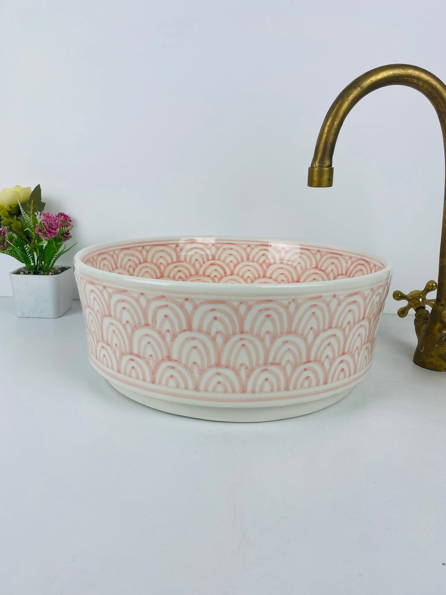 Blush Waves Handmade Ceramic Sink