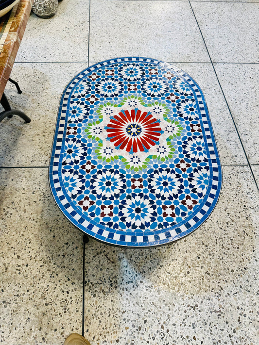Handmade Moroccan Zellige Mosaic Table – Classic Elegance