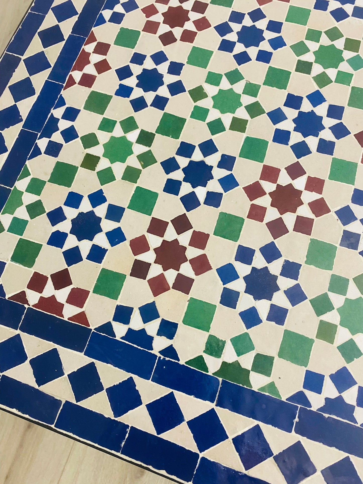 Handmade Moroccan Zellige Mosaic Coffee Table – Classic Andalusian Charm