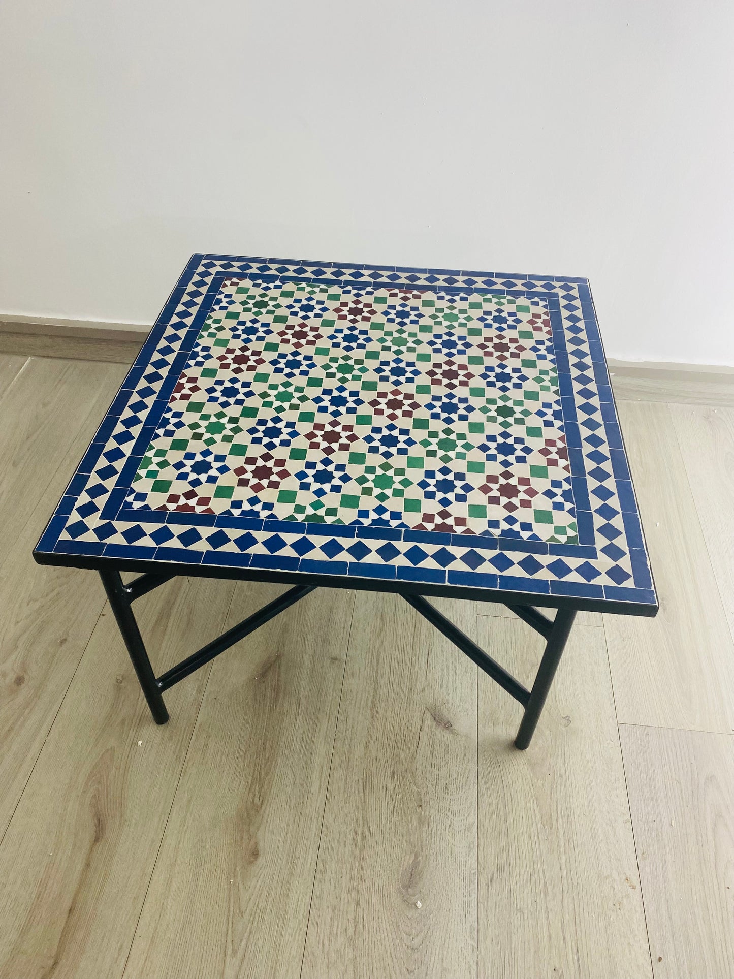 Handmade Moroccan Zellige Mosaic Coffee Table – Classic Andalusian Charm