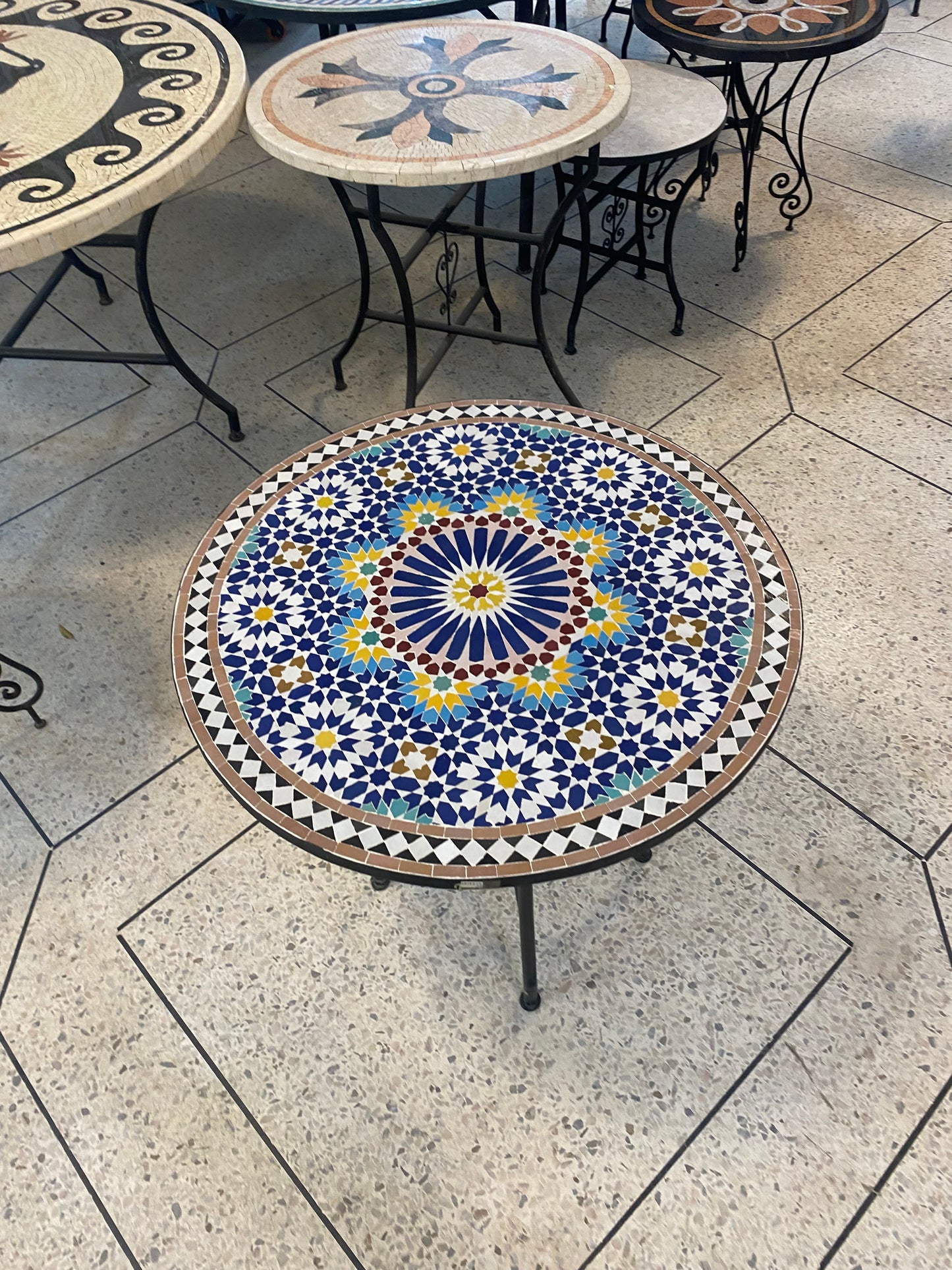Moroccan Zellige Mosaic Table – Handcrafted Geometric Elegance