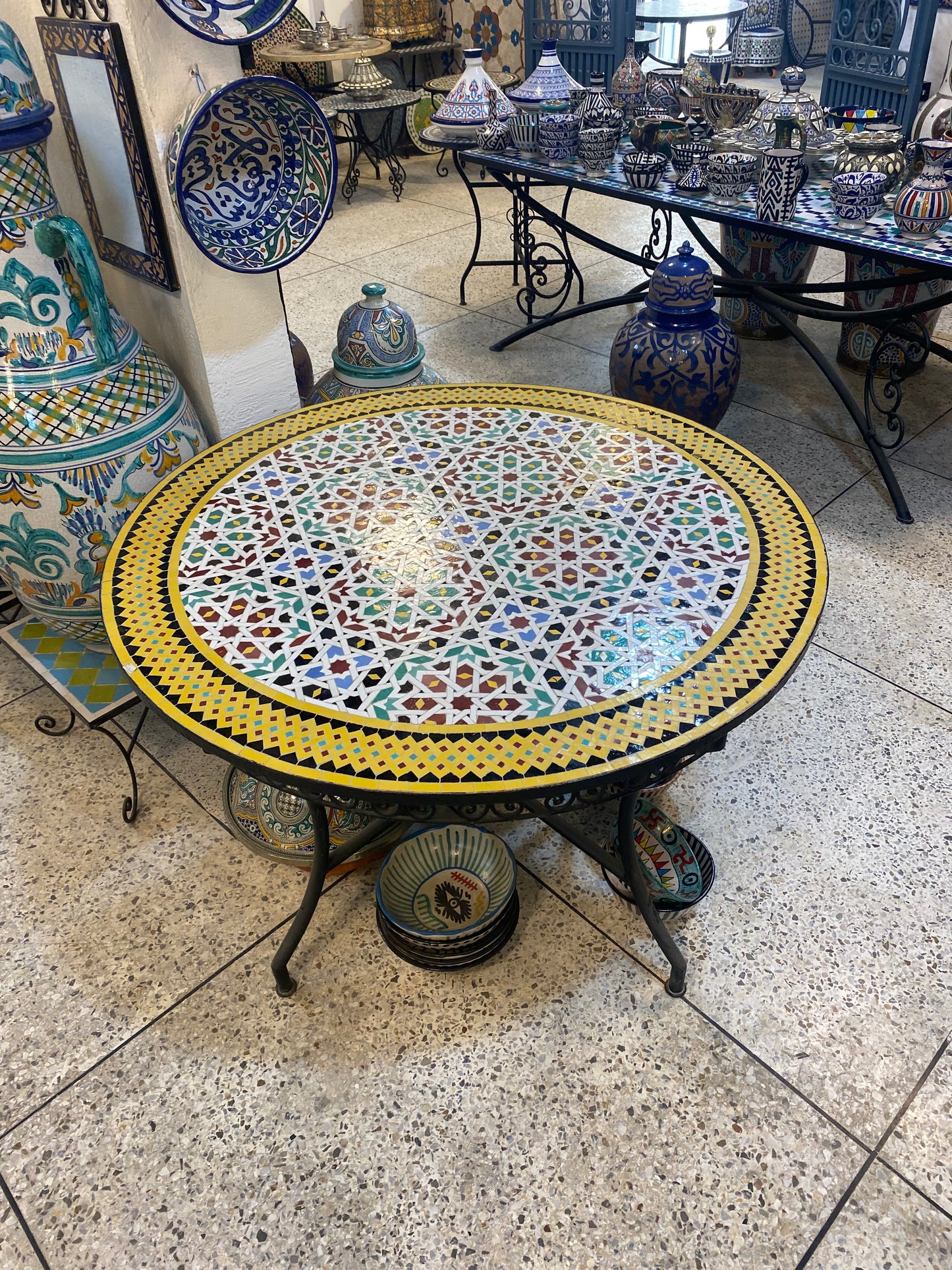 Handmade Moroccan Zellige Mosaic Table – A Masterpiece of Geometric Intricacy